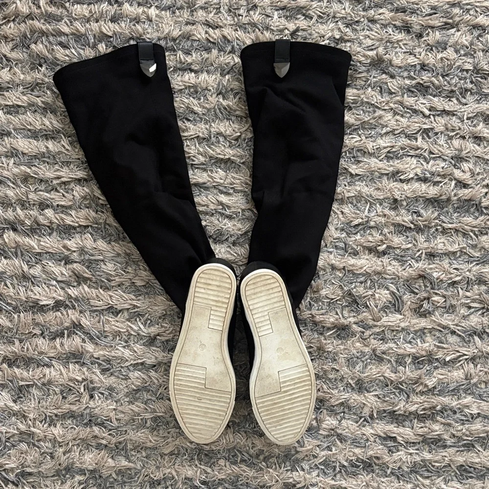 Black Over-the-Knee Hidden Wedge Sneaker Boots - Women, Size 6